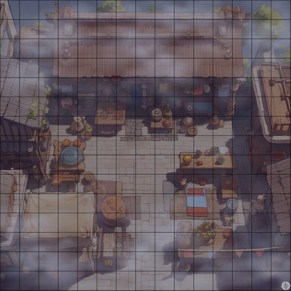 Sunrise Market Plaza Battlemap Night Mist