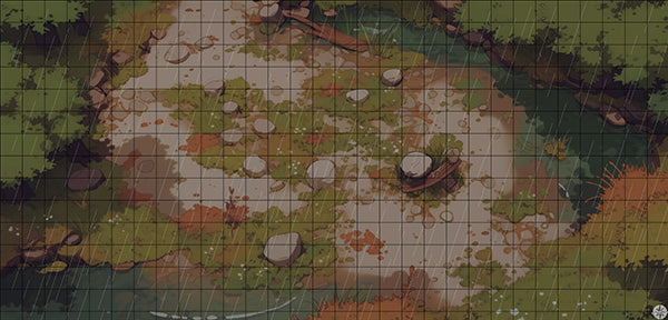 Swamp Clearing Battlemap Night Rain