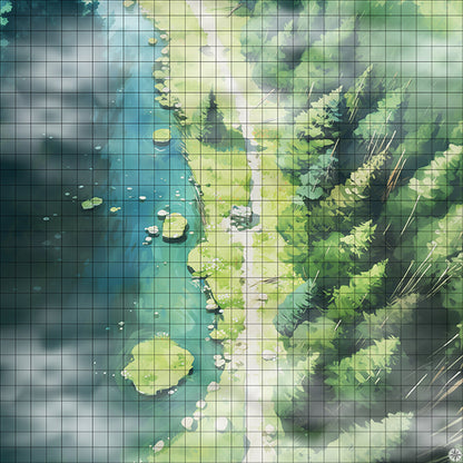 Tranquil Forest Lake Oasis Battlemap Mist