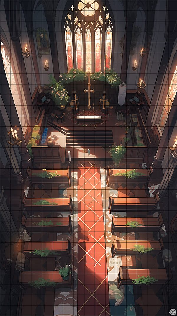 Vampiric Church Battlemap - TTRPG Map For D&D and Roll20 – Mistcharter Maps