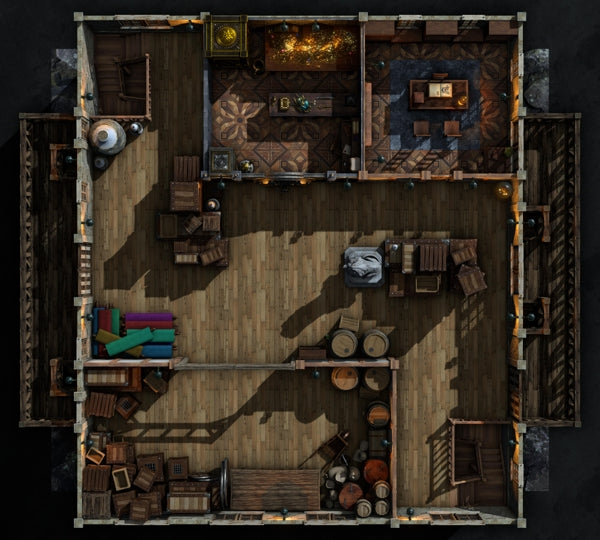 The Warehouse by Grim Maven Maps - TTRPG Map For D&D and Roll20 ...