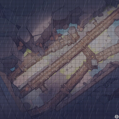 Wild West Coal Mines Battlemap Night Rain