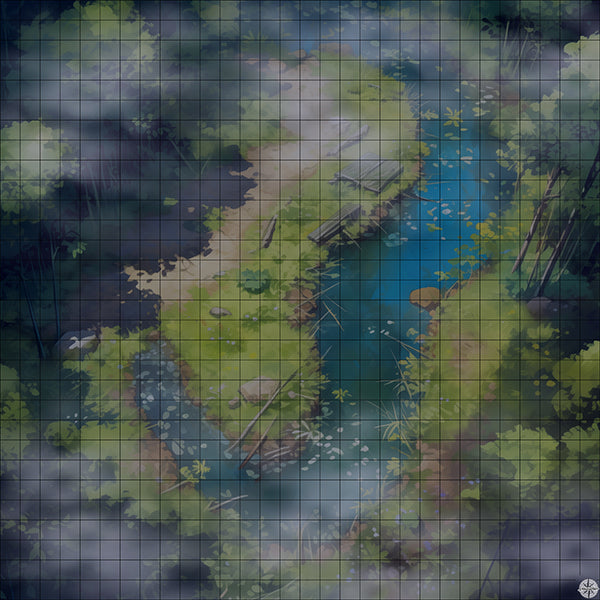 Wildlife Forest Lake Preserve Battlemap Night Mist