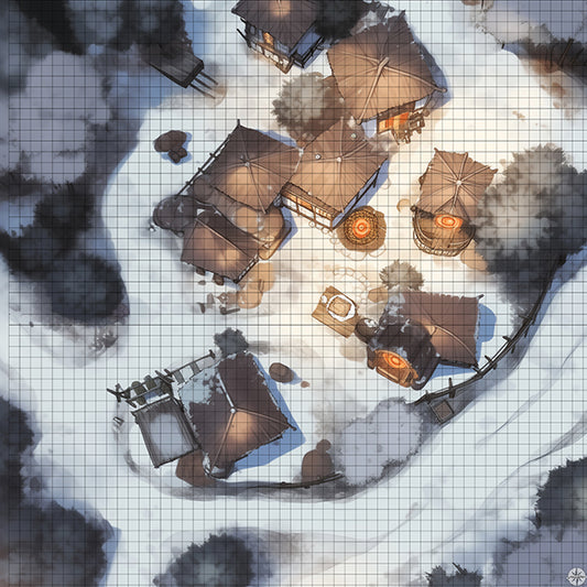 Winter Mountain Village Battlemap