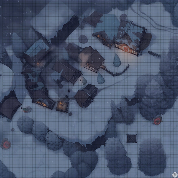 Winter Village Battlemap Night