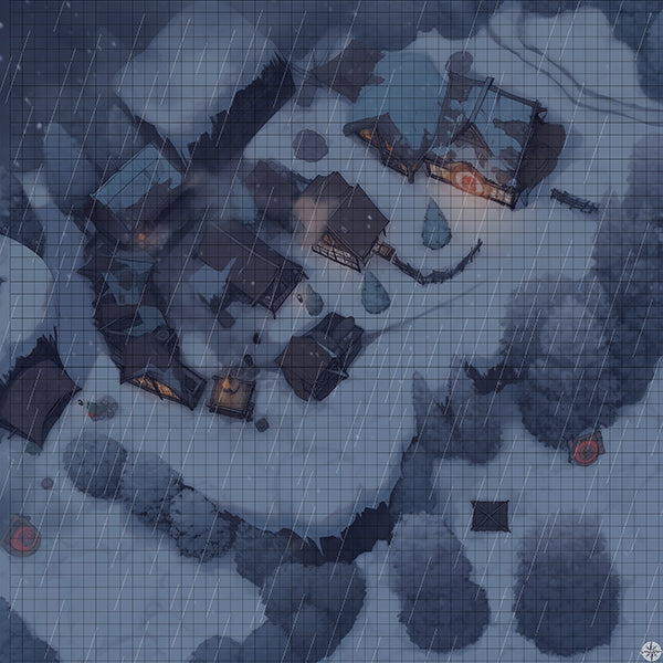 Winter Village Battlemap - TTRPG Map For D&D and Roll20 – Mistcharter Maps