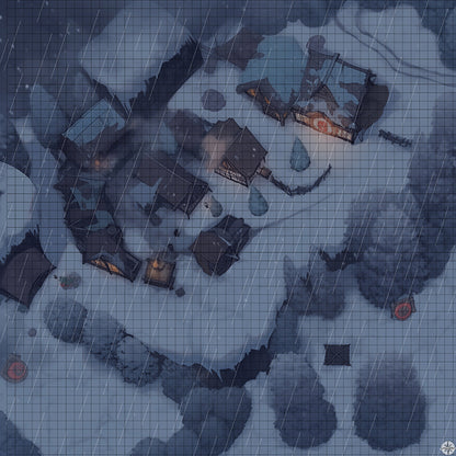 Winter Village Battlemap Night Rain