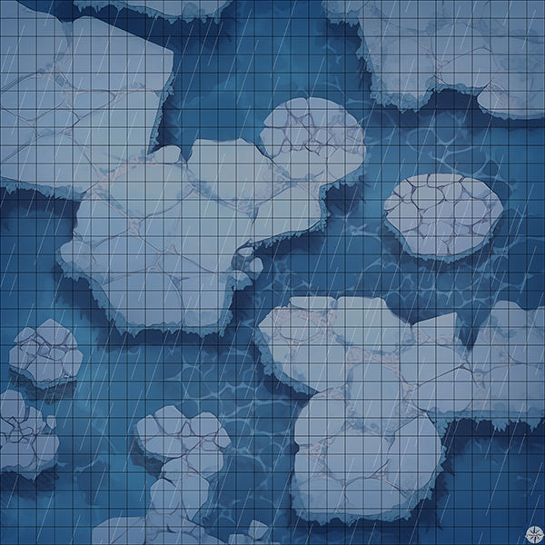 Wintercrest Ice Mountain Battlemap Night Rain