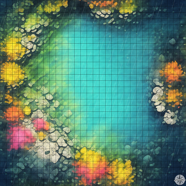 Magic Pool Battle Map Aquatic Arena With Coral Battlemap - TTRPG Map For D&D and Roll20 ...