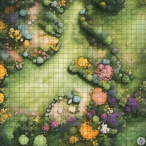 Fey Forest Path Battlemap - TTRPG Map For D&D and Roll20 | Mistcharter Maps