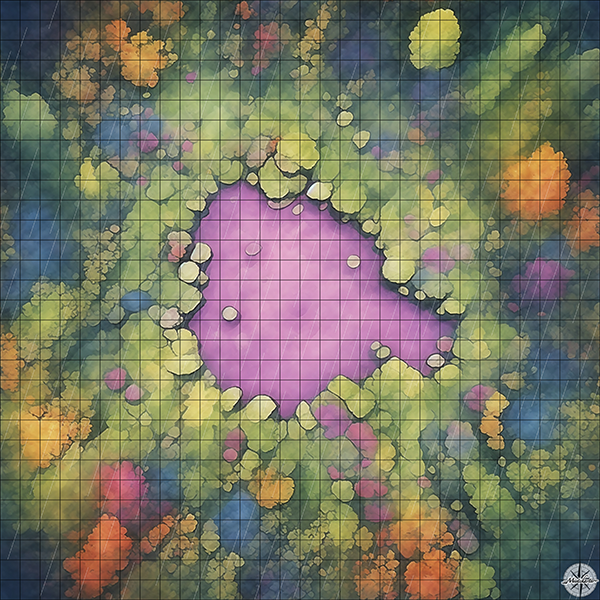 mermaid cove clearing D&D map with Rain