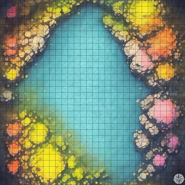rainbow mountain arena D&D map with Rain