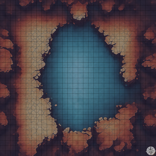 red stone cave arena D&D map with Night