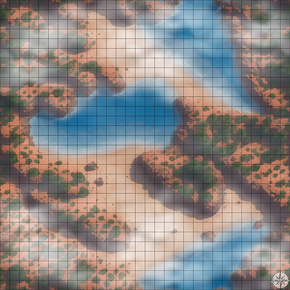 stranded beach with palm trees D&D map with Mist