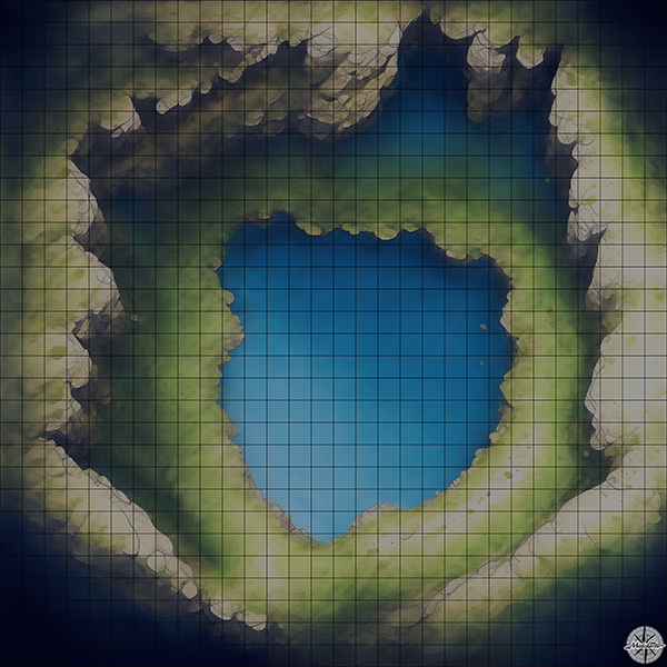 sunlight cave with lake D&D map with Night