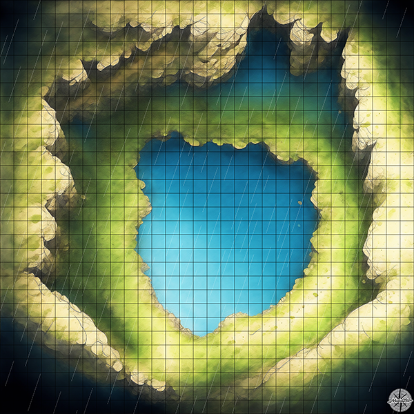 sunlight cave with lake D&D map with Rain