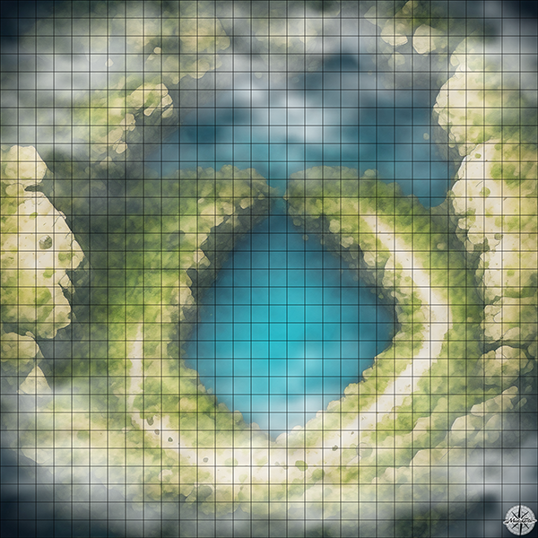 teardrop caves D&D map with Mist